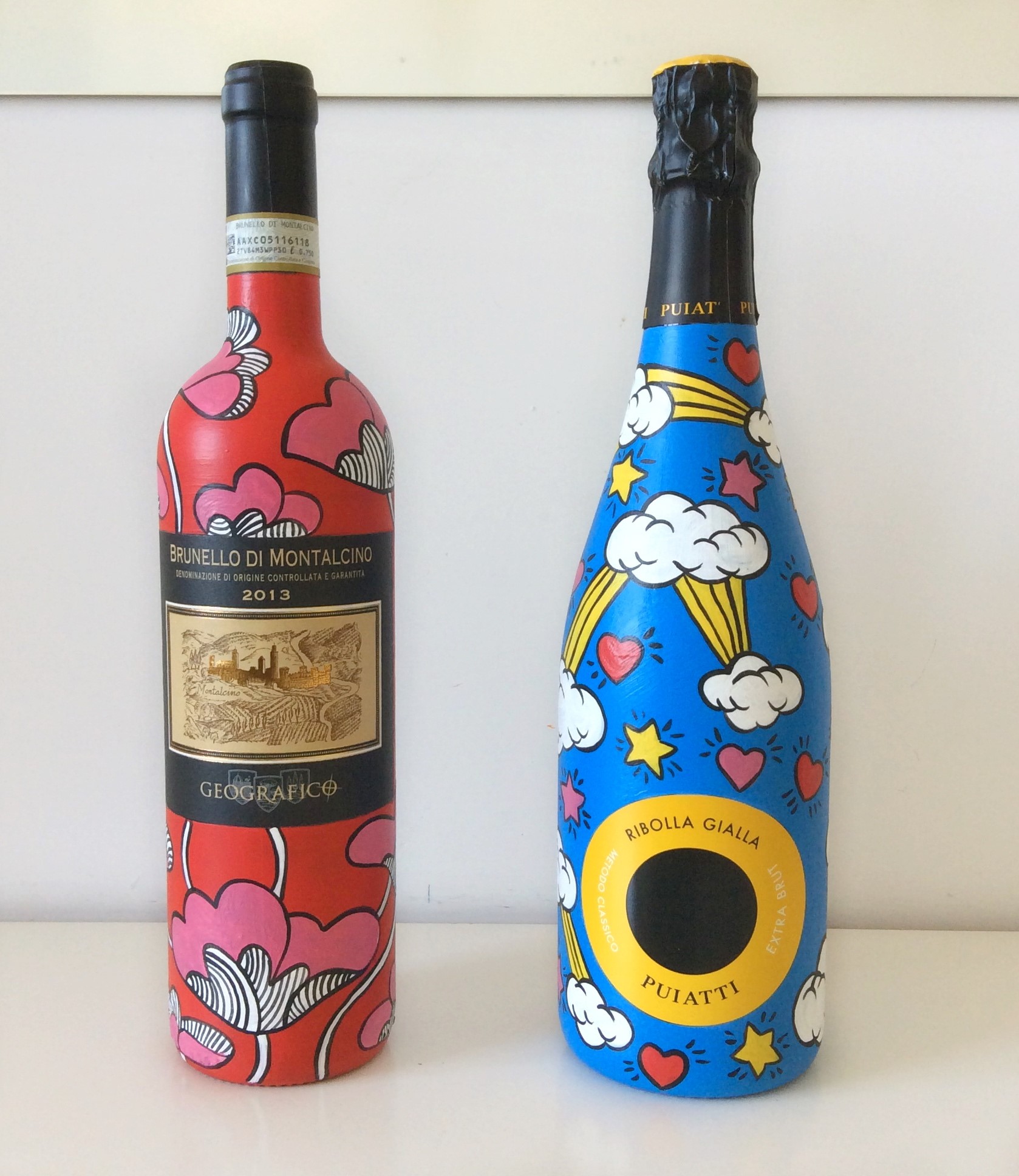 Bottiglia di vino dipinta a mano - Arredamento Silvia Zacchello